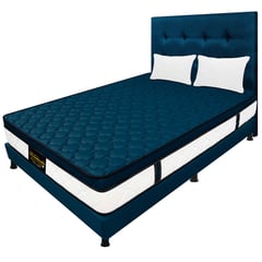 DORMILANDIA - Colchón con Base Cama cama Doble Firmeza Media Ortopédico Resortado con Pillow Dublín 140 x 190 cm + 2 Almohadas
