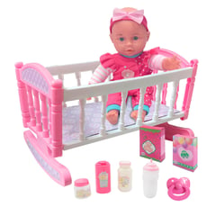 UNEEDA - Muñeca Bebé Little Luv con cuna y accesorios