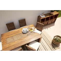 BASEMENT HOME - Mesa de Comedor para Exterior en Madera para 6 Puestos, Kretes 180 x 102 x 77 cm - Mueble