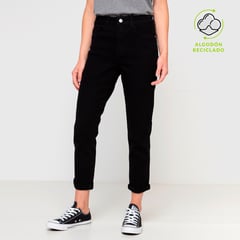 SYBILLA - Jean Mom Fit para Mujer Tiro medio de Algodón