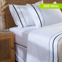 BASEMENT HOME - Juego de sábanas Bordada de Algodón 300 Hilos New Hotel Collection