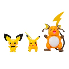 POKEMON - Figura de Acción Multiempaque Evolution ( Pichu, Pikachu, Raichu)