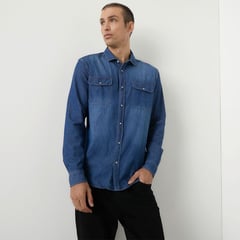 BASEMENT - Camisa de jean para Hombre Manga larga