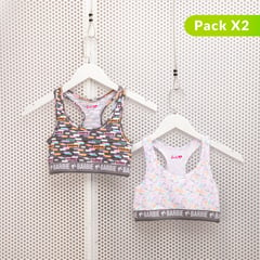 BARBIE - Pack de 2 Tops para Niña en Algodón