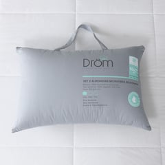 DROM - Almohada Set X2 en Microfibra Hipoalergénico, Firmeza Suave 50 X 70 cm