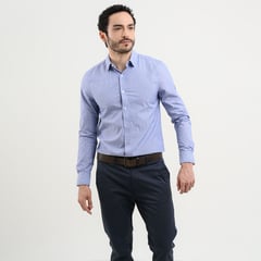 BASEMENT - Camisa de vestir para Hombre de Rayas Manga larga Slim