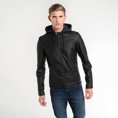 BEARCLIFF - Chaqueta Efecto cuero para Hombre Con cremallera