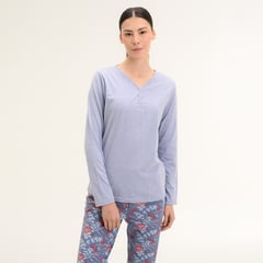 UNIVERSITY CLUB - Camiseta de Pijama para Mujer Larga Manga larga de Algodón