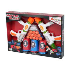 KIDS N PLAY - Lanzador Battel Blast, Incluye ( 2 Disparadores + 6 vasos objetivo + 24 pelotas de espuma) apartir de los 6 años