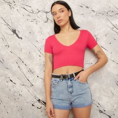 DENIMLAB - Crop Top para Mujer Manga corta