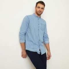 UNIVERSITY CLUB - Camisa de jean para Hombre Denim Manga larga