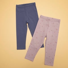 YAMP - Pack de 2 Leggings para Bebé niña en Algodón