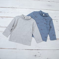 YAMP - Camiseta para Bebé niño Con cuello Manga larga en Algodón