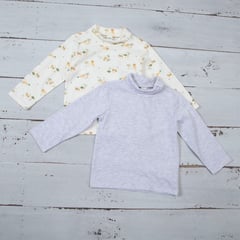 YAMP - Camiseta para Bebé niño Con cuello Manga larga en Algodón