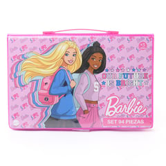 BARBIE - Kit de dibujo escolar Barbie 94 Piezas