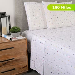 BENETTON - Sábanas de Algodón 180 Hilos Suave Benetton. Juegos de Sábanas Estampadas para cama Doble, Queen y King