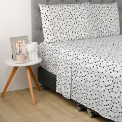 AMBIENTA - Sabanas de Poliéster 75 GSM para cama Sencillo,Doble, Queen. Juego de Sábanas Estampada Tux