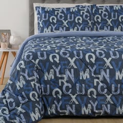 AMBIENTA - Edredón con exterior y relleno de 250 GSM Poliéster Dex azul. Edredón Estampado para cama sencilla, doble, queen.