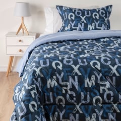 AMBIENTA - Edredón con exterior y relleno de 250 GSM Poliéster Dex azul. Edredón Estampado para cama sencilla, doble, queen.