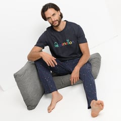 BENETTON - Pijama Para Hombre Corta Manga Corta De Algodón