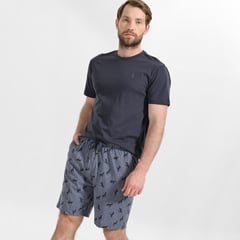 NEWPORT - Conjunto De Pijama Con Short Para Hombre Corta Manga Corta De Algodón