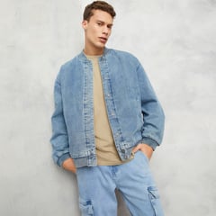 DENIMLAB - Chaqueta Bomber para Hombre De jean de Algodón