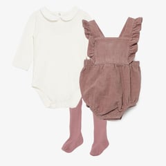 YAMP - Conjunto Body blusa + Jardinera + medias para Bebé niña en Algodón