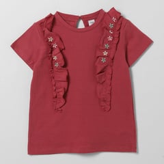 YAMP - Camiseta para Niña con Boleros Manga corta en Algodón