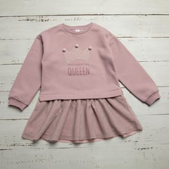 YAMP - Vestido para Niña con aplique Tutú Manga larga en Algodón