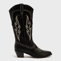 SYBILLA - Botas caña alta para Mujer con Tacón Medio Tecowboy | Botas Texanas para Mujer estilo vaquero