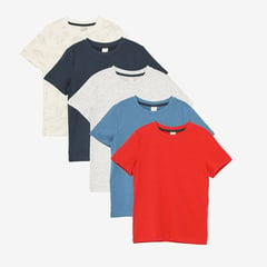 YAMP - Camiseta Niño Pack de 5 unidades Manga corta de Algodón