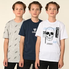 FEDERATION - Camisetas Niño Pack de 3 unidades Manga corta Algodón