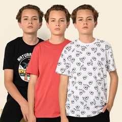 FEDERATION - Camisetas Niño Pack de 3 unidades Manga corta Algodón