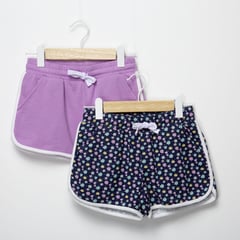 YAMP - Short Niña Pack de 2 unidades Cintura elásticada Algodón