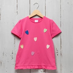 YAMP - Camiseta Niña Con Aplique Manga Corta