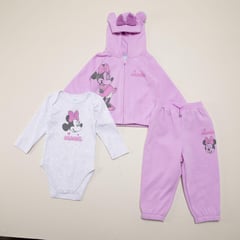 MINNIE - Conjunto Saco con capucha + body + pantalón para Bebé niña en Algodón