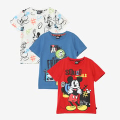 DISNEY - Camisetas Niño Pack de 3 unidades con Estampado Manga corta Algodón STD Characters