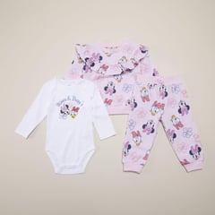 MINNIE - Conjunto Saco + Body + Pantalón para Bebé niña en Algodón