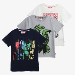 MARVEL - Camisetas Niño Pack de 3 unidades con Estampado Manga corta Algodón Avengers