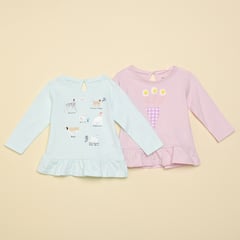 YAMP - Camiseta Bebé niña con Estampado Manga larga Algodón