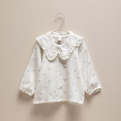 YAMP - Blusa Bebé niña con Flores Con cuello Manga larga Algodón