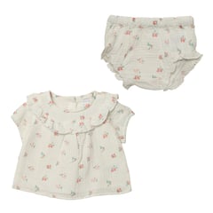 YAMP - Conjunto Blusa manga corta + short para Bebé niña en Algodón