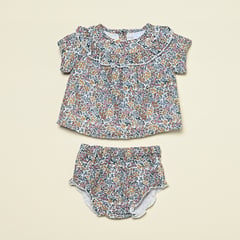 YAMP - Conjunto Blusa manga corta + short para Bebé niña en Algodón