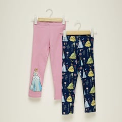 PRINCESS - Leggings Niña Pack de 2 unidades Cintura elásticada Princesas de Algodón