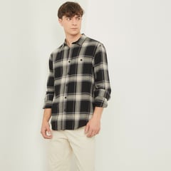 BEARCLIFF - Camisa para Hombre de Cuadros Manga larga