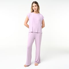 BENETTON - Pijama completa con pantalón Mujer Largo Manga corta de Algodón