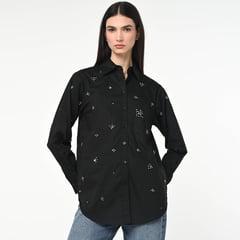 BASEMENT - Camisa para Mujer Con aplique Manga larga de Algodón