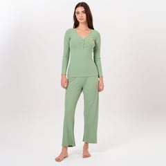SYBILLA - Pijama completa con pantalón Mujer Largo Sin mangas de Algodón