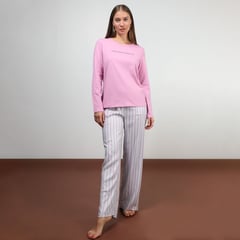 BENETTON - Pijama completa con pantalón Mujer Largo Manga larga de Algodón