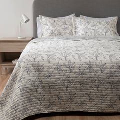 MICA - Cubrelecho con exterior y relleno de 75 GSM Poliéster. Cubrelecho Estampado Laura para Cama Sencillo, doble, queen y King.